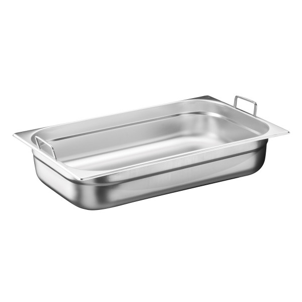GN 1/1 container with foldable handles, stainless steel 